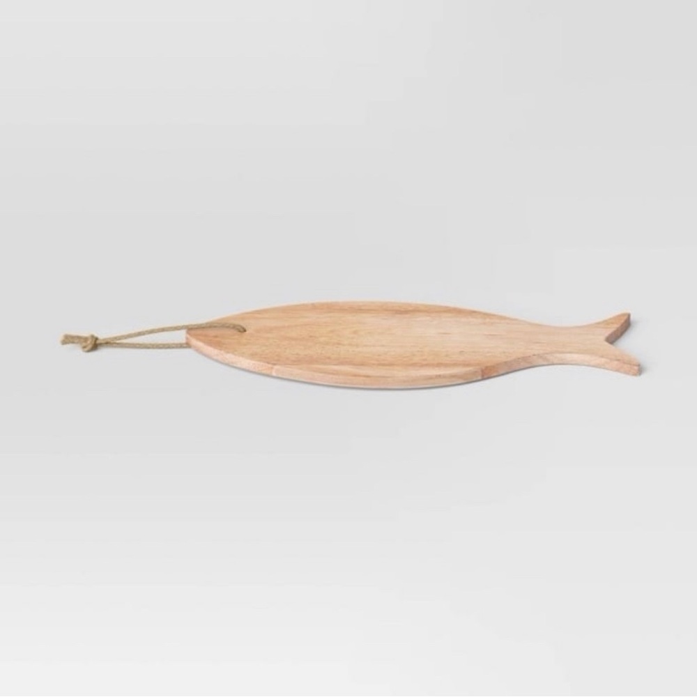 Threshold Coastal 6.5" Wooden Fish Shape Serving Board with Rope